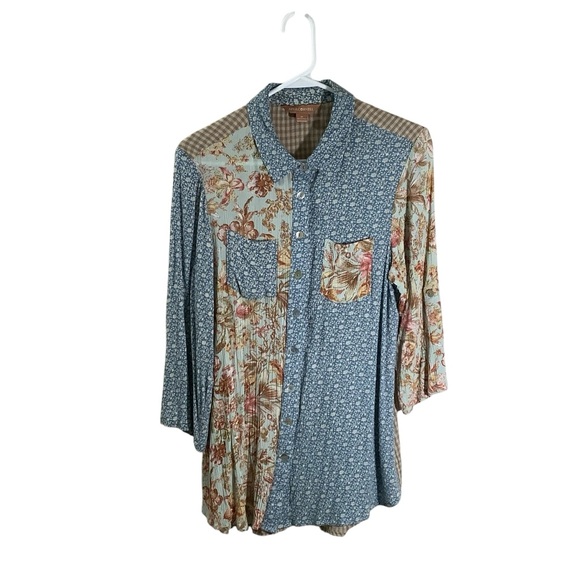 April Cornell Tops - April Cornell Floral Patchwork Button-Up Shirt